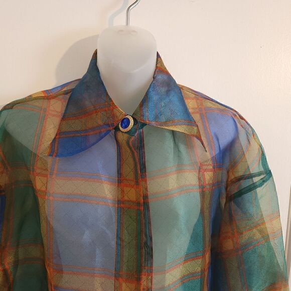 Vintage victoria secret 1990s Sheer Plaid Jacket Size M - Picture 3 of 9